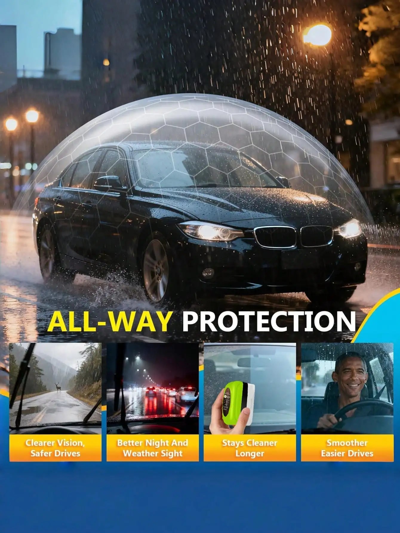 2Pcs/Set Car Windshield Anti-Fog Kit - ABS Resin Scraper + Applicator Sponge + Microfiber Cloth, Easy to Use CM World