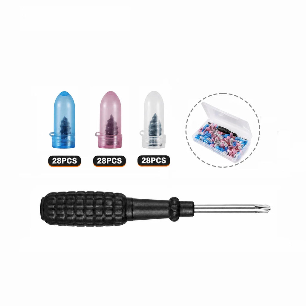 85PCS Tubeless Tire Puncture Repair Kit Rubber Screw Nails with Installation Tool for Car Motorcycle ATV Bike Emergency Use