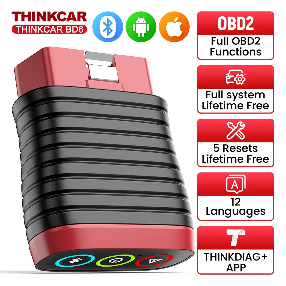 THINKCAR BD6 Bluetooth Scanner Car Diagnostic Tool OBD2 Scanner Full System Diagnose 5 Reset OIL IMMO Auto Diagnosis Code Reader