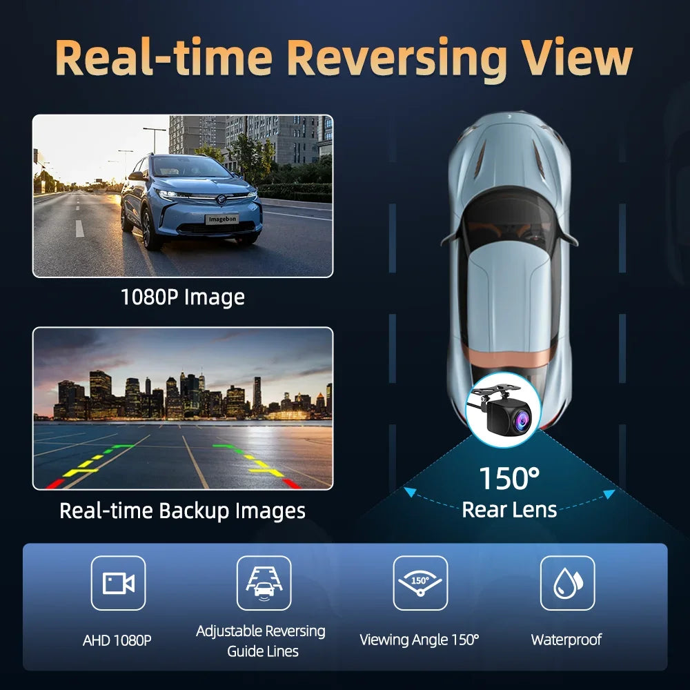 Imagebon 10.26"/11.4" 4K Dash Cam ADAS Wireless CarPlay Android Auto Car DVR Camera AUX 5G WiFi GPS Navigation Video Recorder
