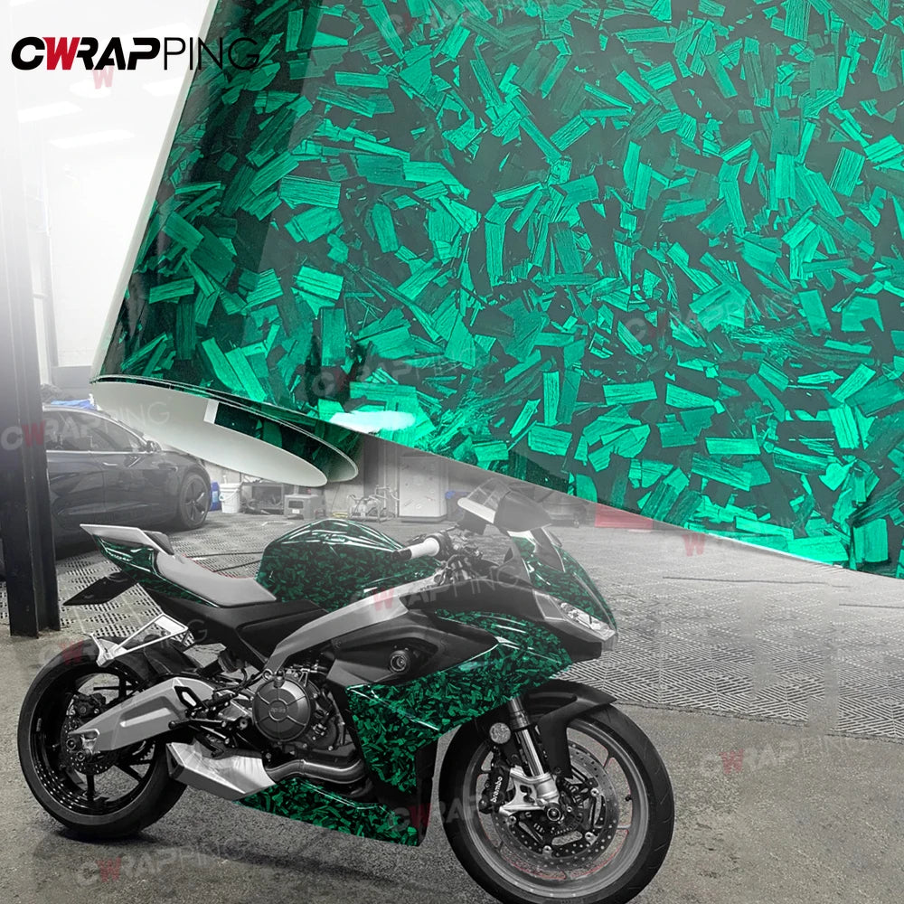 Waterproof Wrap Vinyl Car Stickers Carbon Fiber Car Wrapping Sticker Glossy Green Auto Outdoor Accessories Body Covering Film