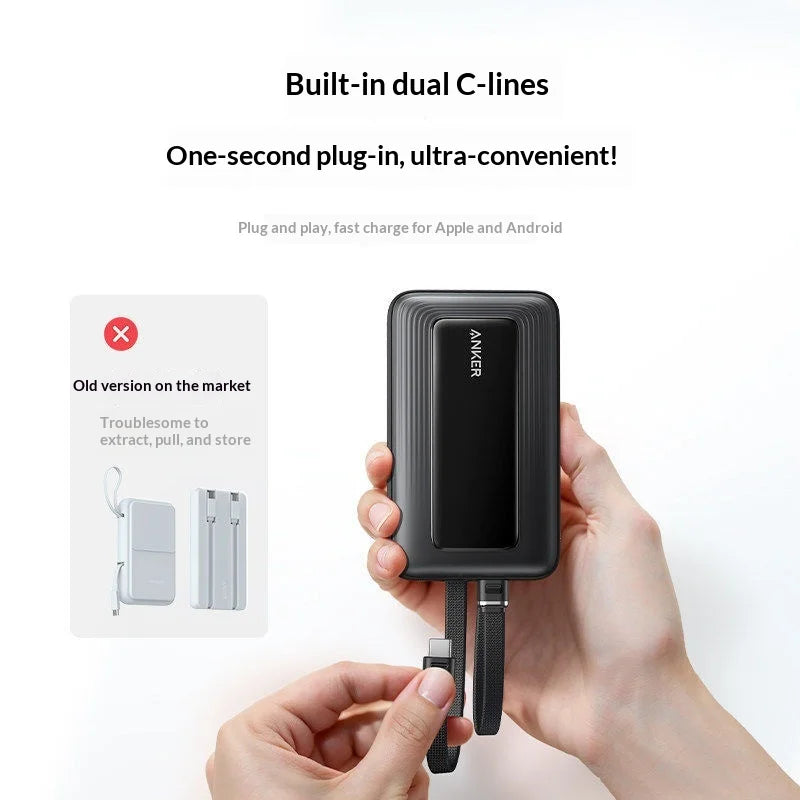 ANKER A110M 45W Fast Charging Portable Power Bank Built-in Dual USB-C Cables Flight Approved For iPhone 17 MacBook Air Model