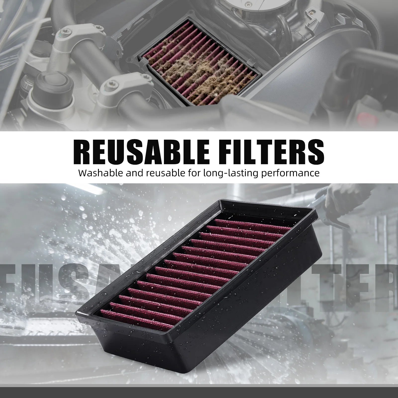 NICECNC High Flow Air Filter For BMW R1250GS /Adventure R1250 R/RS/RT 2018-2024 R1200GS LC GSA R1200 R/RS/RT/ LC 2013-2018 CM World