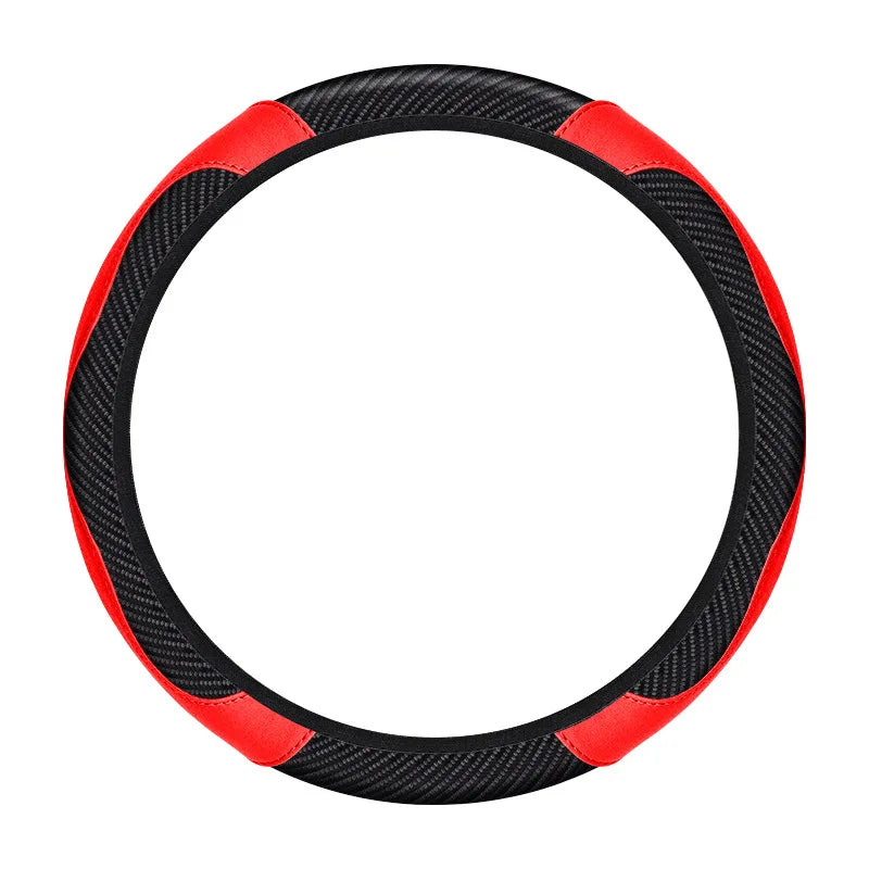 Universal Car Steering Wheel Cover Carbon Fiber Leather Embossed Car Handle Cover Suitable For Car Steering Wheels Men Women CM World