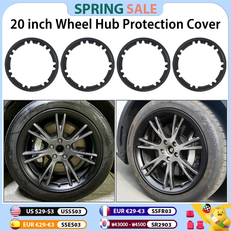 4PCS For Tesla Model Y 19 Inch Rim Wheel Hub Protection Patch Protector Hubcaps Parts Automobile Cover Cap Accessories 2019-2024