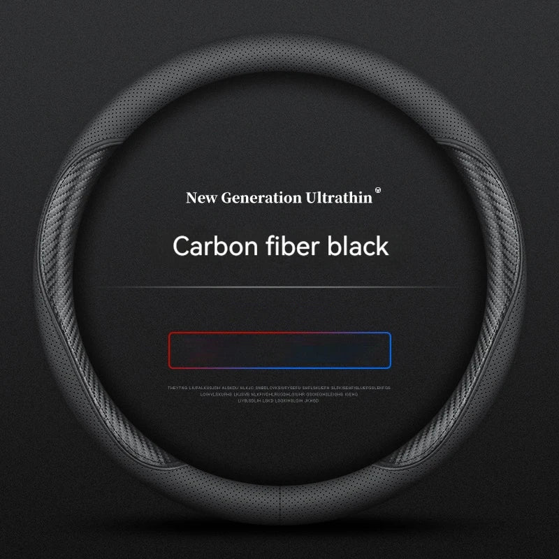 Full Leather Cover for All Seasons Auto Steering Wheel Cover Ultra-Thin Non-Slip Round Breathable Car Steering Wheel Protector CM World