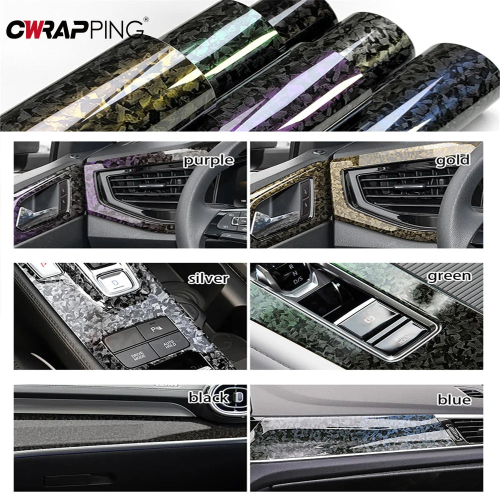 PET Forged Carbon Wrap Self-adhesive Car Wrap Vinyl Auto Tuning Waterproof Motorcycle Stickers Custom Fit Car Film Accessories Car Mobile World