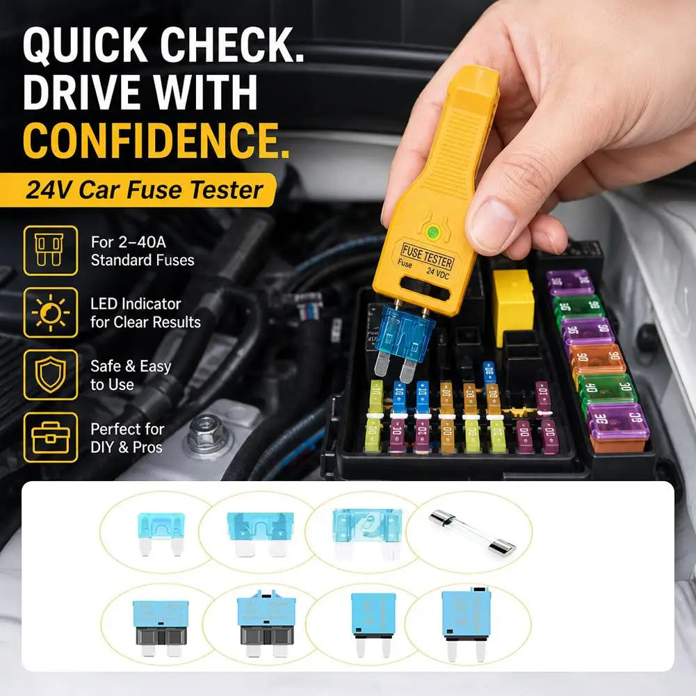 2 in 1 Car Fuse Tester Puller Tool, Portable Automotive Blade Fuse Checker with LED Indicator, Fuse Removal Tool for Auto Repair