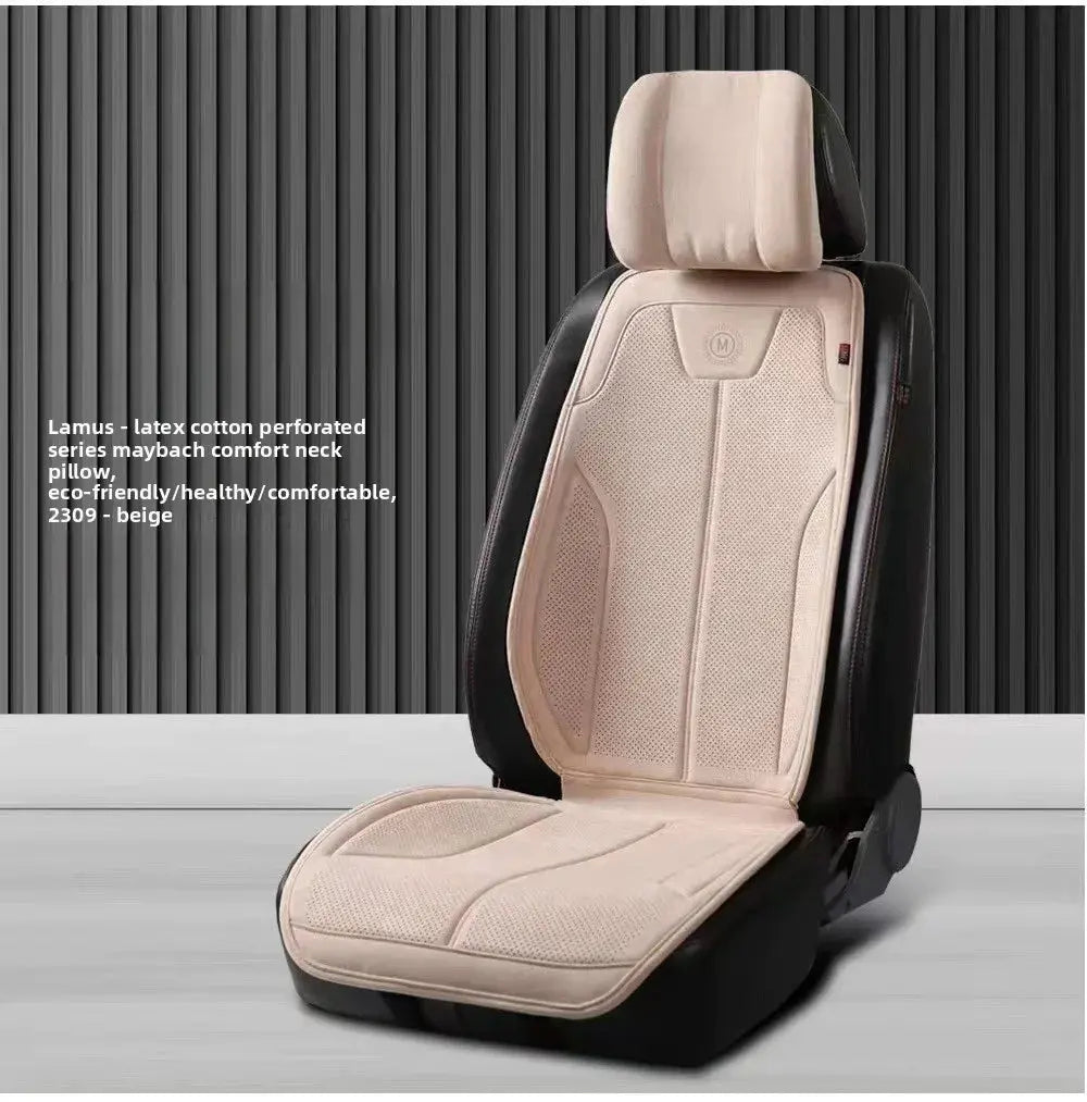 Suede Seat Cover Universal Four Seasons Perforated Breathable Cushion Non-slip Luxury SUV Car Rams Latex Seat Cover with Pillow Car Mobile World