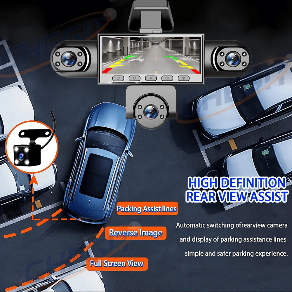 2026 New 360° 3/5 Channels Car Dash Cam Video Recorder 1080P Car DVR Front inside optional Rear View Night Vision Black Box