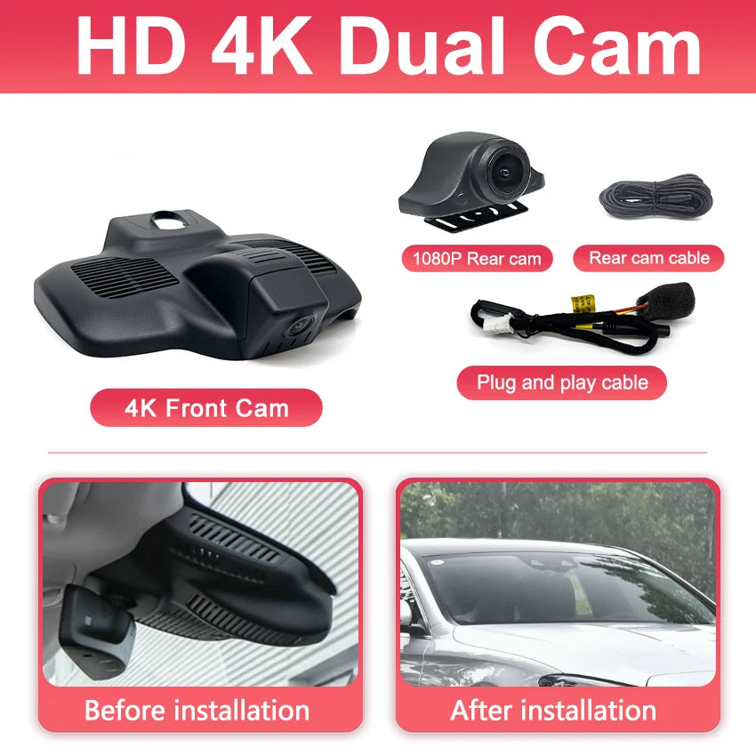 Dash Cam for Mercedes Benz E Class W213 S213 C238 Facelift 2020~2023, 4K Car DVR Video Recorder Control by APP, Dashcam 2160P
