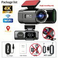 4K UHD Recording Dash Cam Video Recorder Car Camera DVR Night Vision Wi-Fi GPS 24H Parking Mini Front Rear Black Box Monitor Car Mobile World