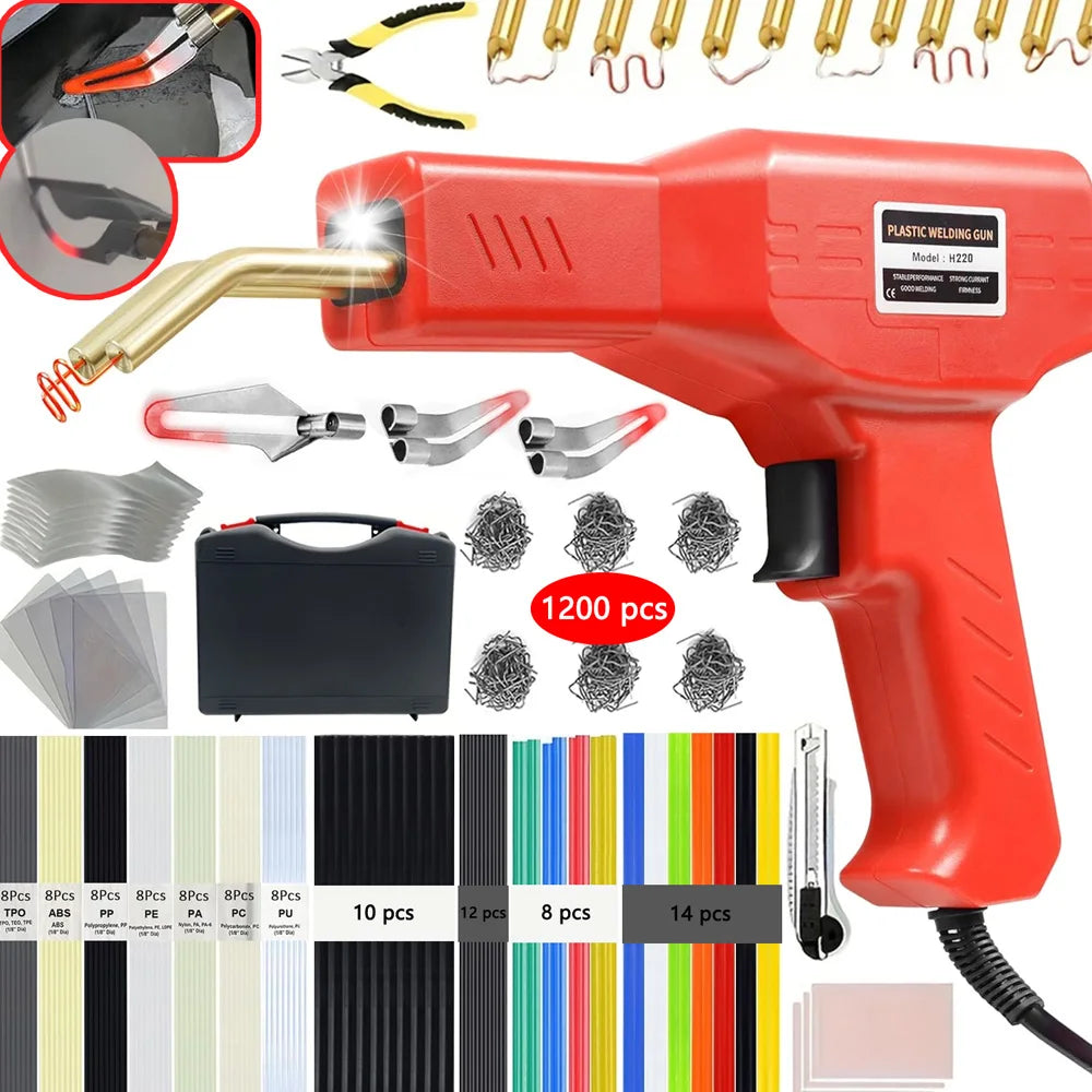 220W Upgraded Plastic Welder 3 in 1, Plastic Repair Welder Kit Hot Stapler Kit For Car Bumper Repair Kit for Most Plastics CM World