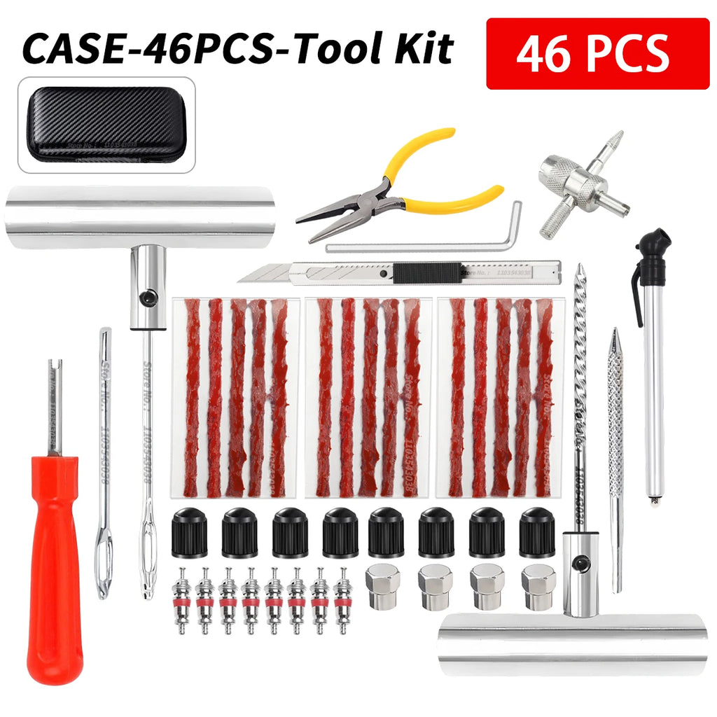 Tyre Repair Kit Puncture Plug Set Auto Bike Tire Repair Car Tire Change Tools Motorcycle Car Accessories 46/94pcs Studding Set CM World
