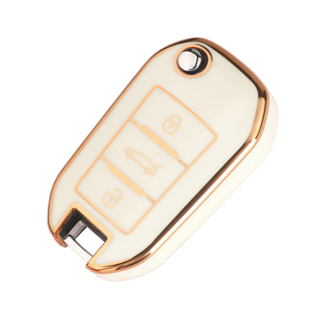 Jingyuqin 3BTN Soft TPU Car Key Case For Peugeot 208 308 408 508 2008 3008 4008 5008 For Citroen C3 C4 CACTUS C6 C8 Accessories CM World