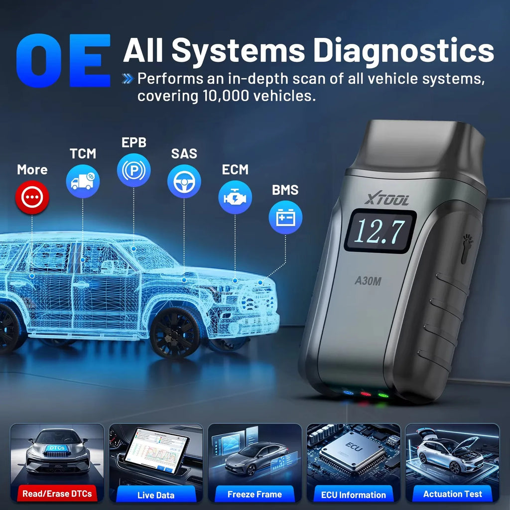Popular XTOOL Anyscan A30M Bluetooth OBD2 Code Reader Scanner All System Bi-directional Car Diagnostic Tools 26+ Reset CAN FD CM World
