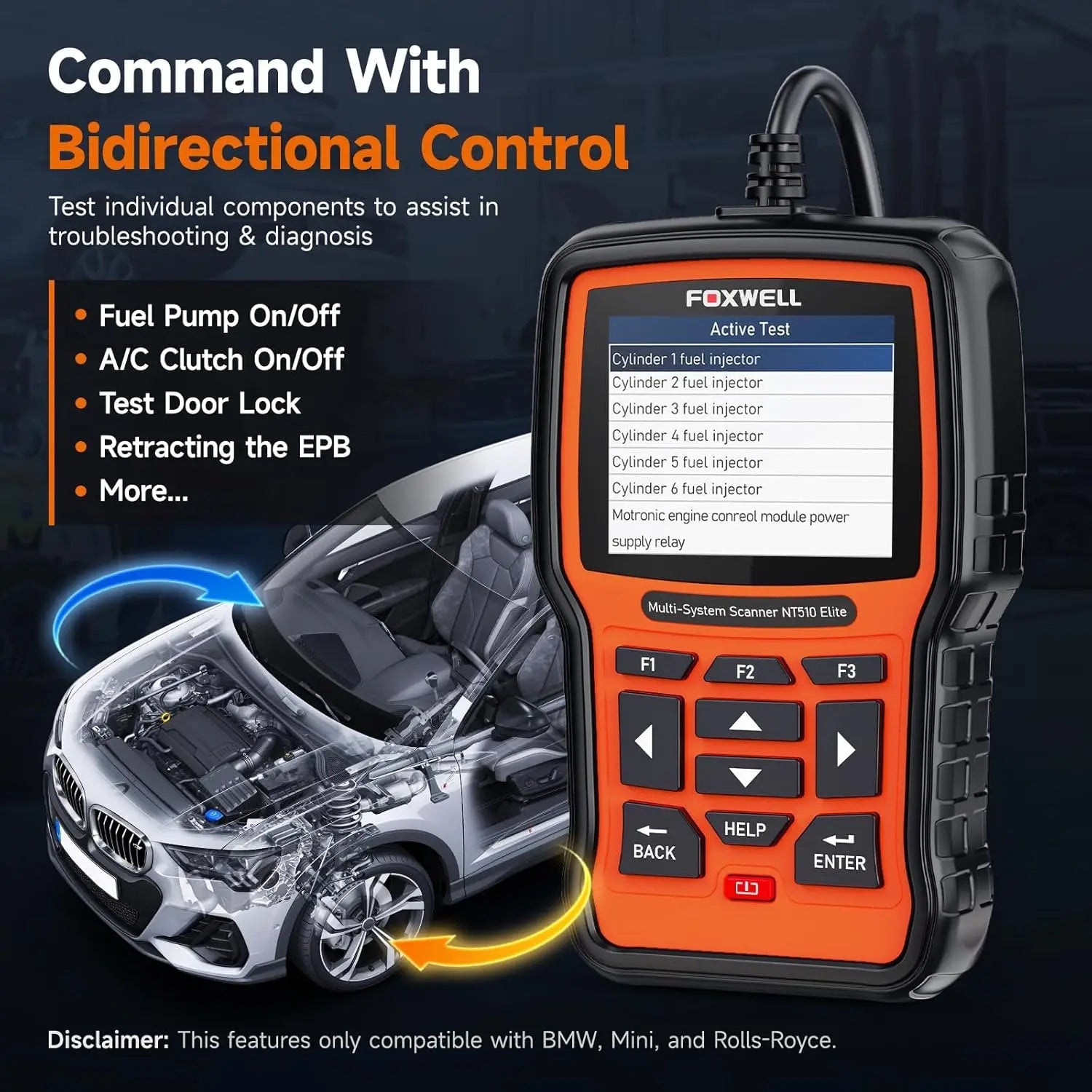FOXWELL NT510 Elite OBD2 Scanner All System Scan Code Reader Active Test ECU Coding OBD OBD2 Car Diagnostic Tool Free Update Car Mobile World