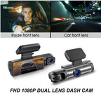 ZNLYRION M8-32GB Full HD 1080P Car Dashcam Front+Interior+Rear Camera 130° Wide Angle Night Vision G-Sensor Parking Monitor Car Driving Recorder