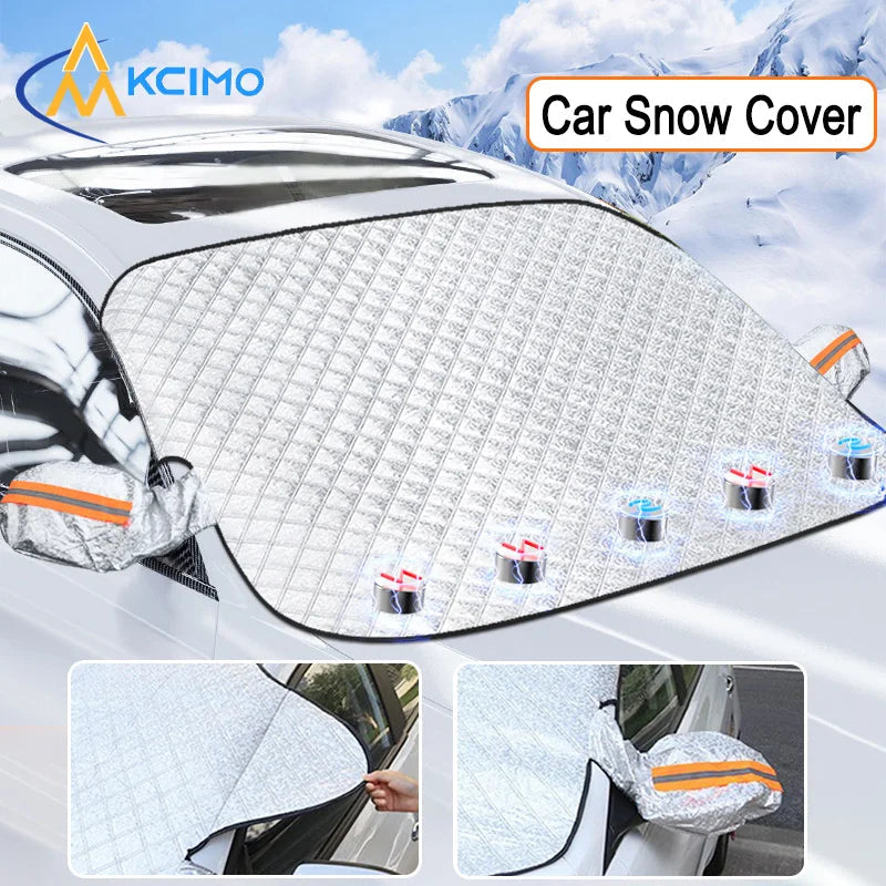 Kcimo 1Pc Sunshade Cover Car Windshield Snow Sun Shade Waterproof Protector Automobile Magnetic Cover Car Front Windscreen Cover Car Mobile World