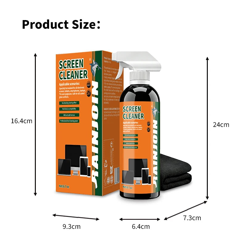 Screen Cleaning Spray Kit with Microfiber Cloth,200ML Streak-Free Sceen Cleaner Safe for Phone, Monitor, Laptop,Car Touchscreen