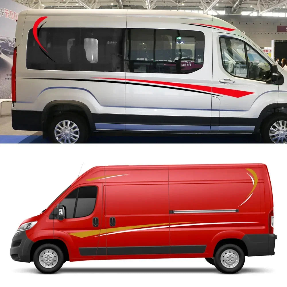 Car Body Side Stickers Graphics Stripes Decal For Camper Van Rv Motorhome Minivan Cargo Panel Trunk Bus Auto Para Accessories Car Mobile World
