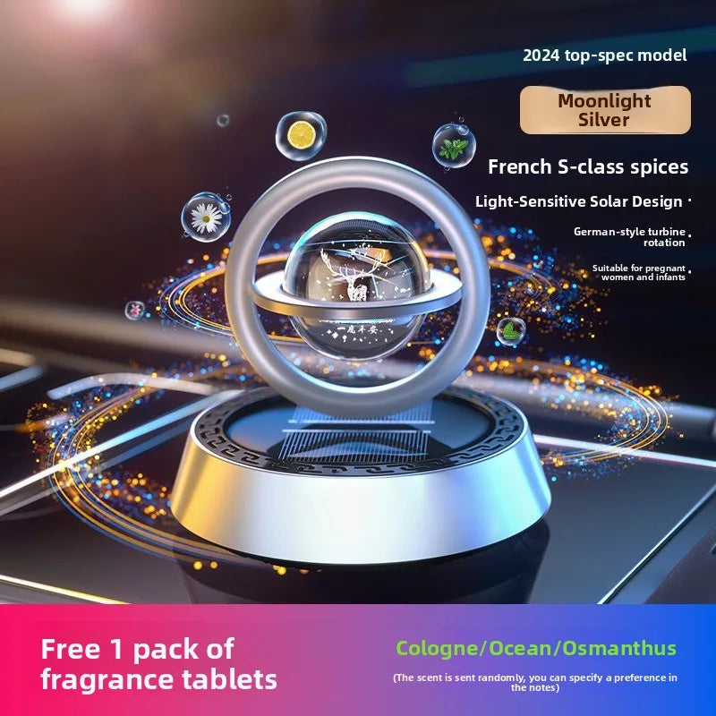 Solar-Powered Rotating Dashboard Aromatherapy Car Center Console Ornament, Car Perfume For The Interior