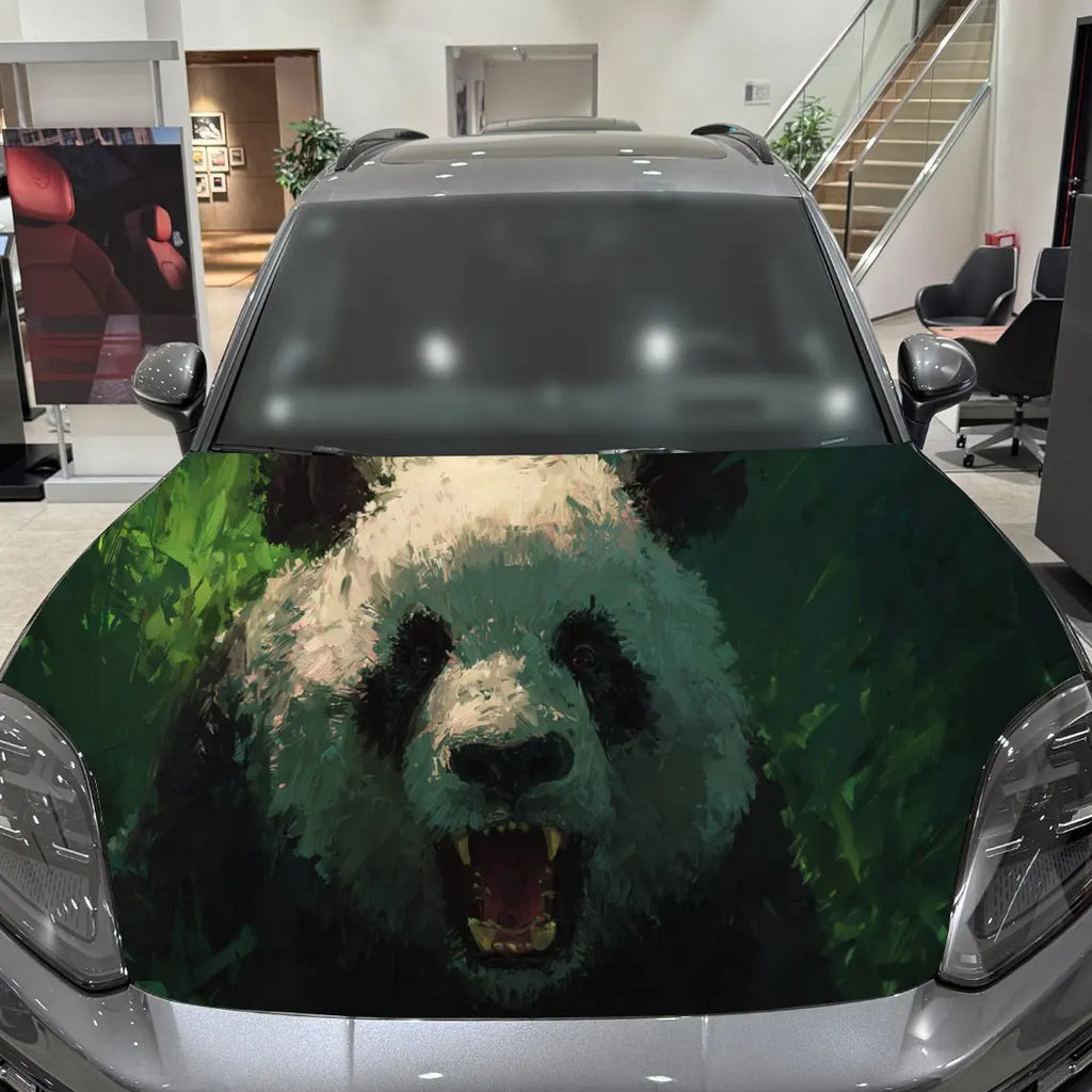 Powerful Fierce Panda Car Hood Decal, Waterproof Self-adhesive Vehicle Vinyl Wraps Sticker, Cool Auto Cover Decoration, Anti-scr