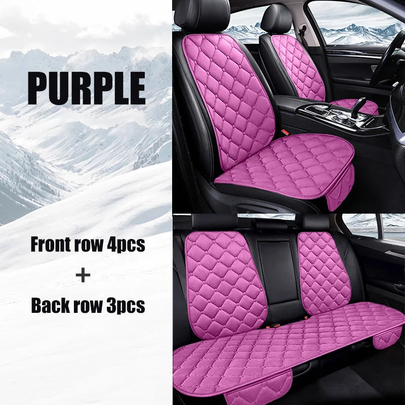 7PCS Set Warm Plush Car Seat Cushion Cover Backrest Front Rear Seat Protector Case Wear-resistant Universal Auto Accessories