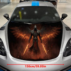 Blazing-Winged Assassin Car Vinyl Wrap, PVC Material Waterproof Car Hood Sticker, Self-Adhesive Scratch-Resistant Stickers for E
