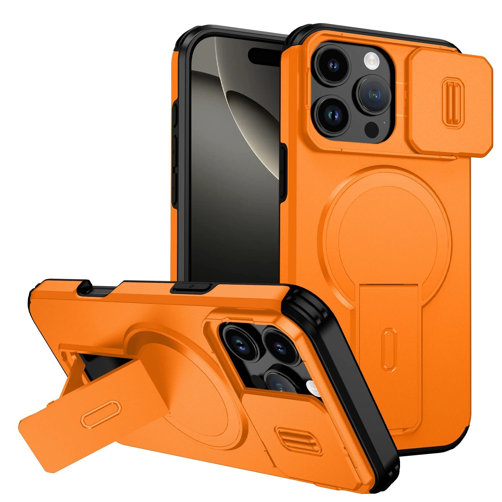 Shockproof Armor Bracket Magnetic Case for iPhone 17 16 E 15 14 13 11 12 Pro Max Mini For Magsafe Sliding Camera Protect Cover Car Mobile World