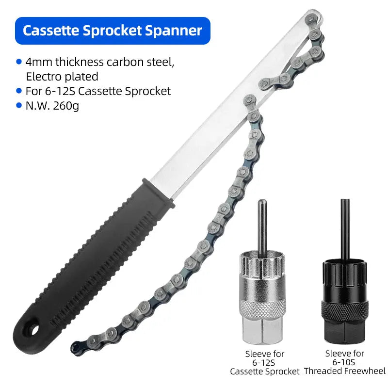 Bicycle Chain Whip Tool Lockring Removal Wrench For Shimano Sram Cassette Freewheel Assembly Disassembly Wrench Sprocket Remover CM World