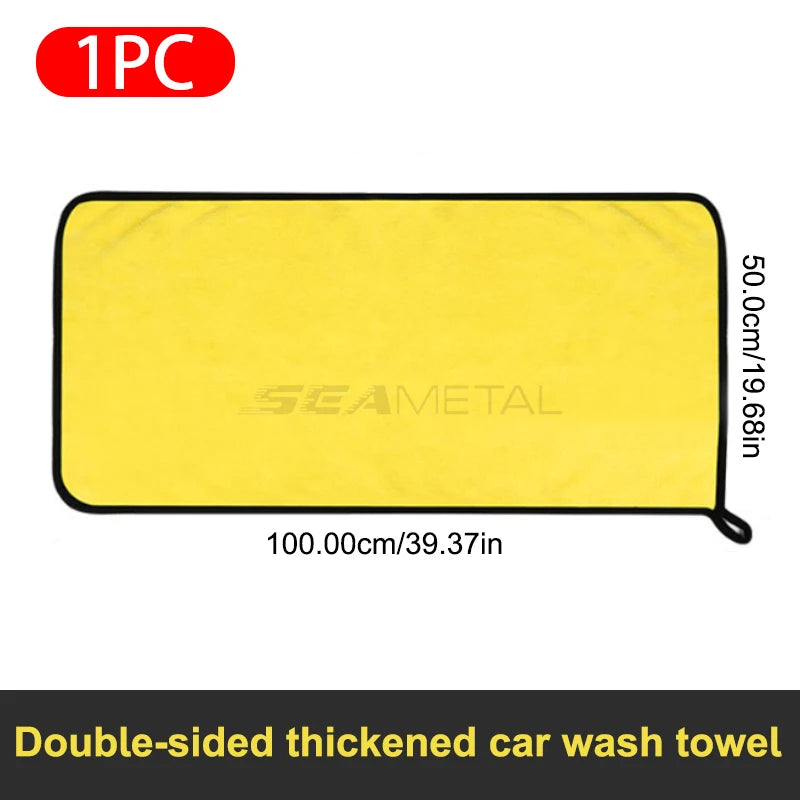 SEAMETAL Microfiber Car Wash Towel Ultra-Soft Scratch-Free Car Cleaning Towel Double-Side 400GSM Drying Cloth High Absorbency CM World