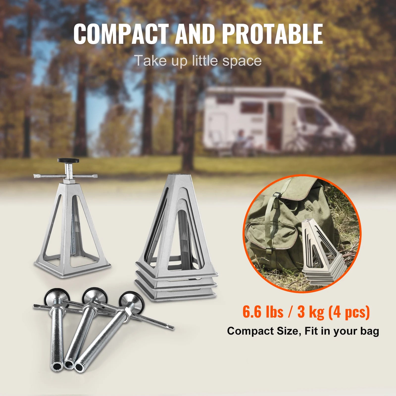 SucceBuy Stabilizer Jacks 4 Pack Aluminum RV Leveling Jacks Stack Jacks for RV Travel Trailer Camper Single Screw Jack 6000 Lbs CM World