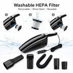 Car Vacuum Cleaner 12V 120W Wet Dry Portable Handheld Auto Vacuum 4M Cord Cigarette Lighter Hose Brush Crevice Nozzle