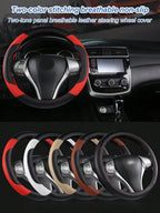 PU Leather Car Steering Wheel Cover - Breathable Microfiber, Anti-Slip & Wear-Resistant, Universal Fit for 37-38cm Wheels CM World