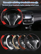 PU Leather Car Steering Wheel Cover - Breathable Microfiber, Anti-Slip & Wear-Resistant, Universal Fit for 37-38cm Wheels