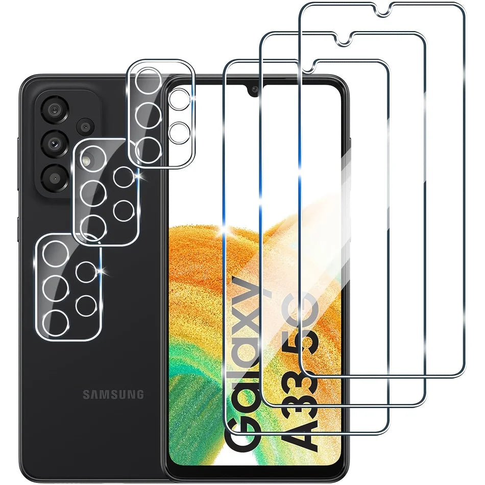 【3+3 PACK】 Designed for Samsung Galaxy A33 Screen Protector and Camera Lens Protector, 9H Hardness, Galaxy A33 Tempered Glass ce Car Mobile World