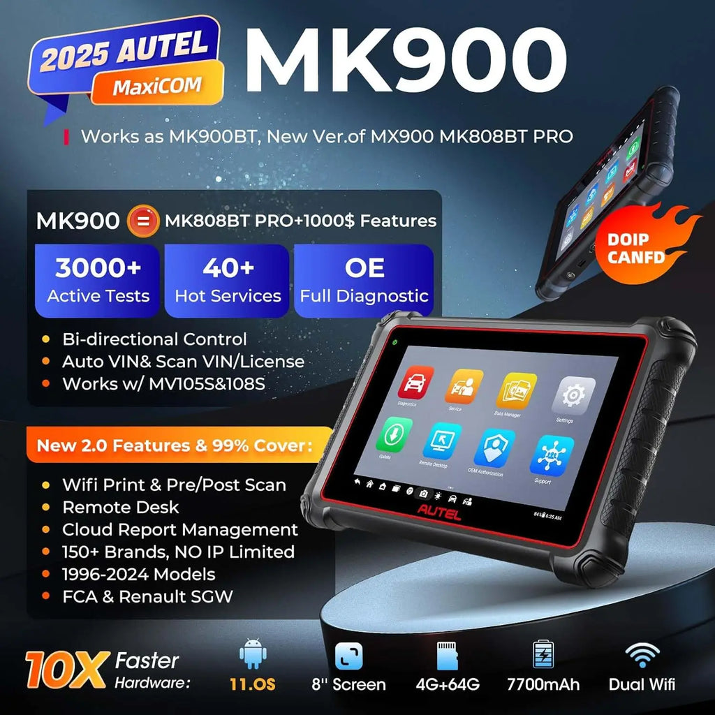 Autel Scanner MaxiCOM MK900 MX900 Bidirectional Diagnostic Tool as MK900BT Pro CAN-FD&DOIP Automotive Diagnostic Scanner FCA CM World