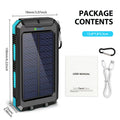 30000mAh Portable Solar Power Bank External Battery Waterproof Dual 5V 1A USB Ports LED Flashlight for iPhone Samsung Tablets Car Mobile World