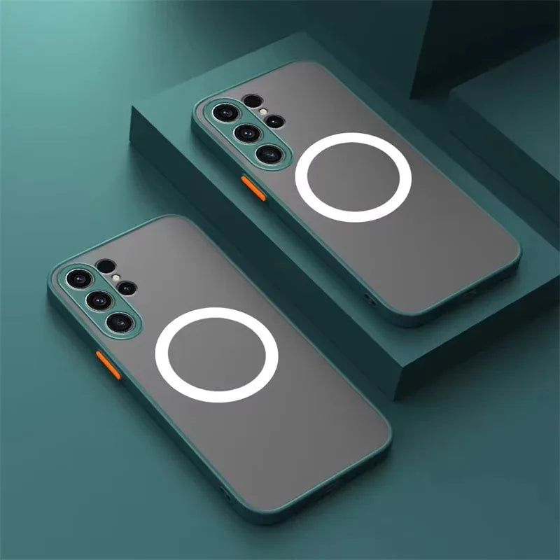 For Magsafe Matte Magnetic Case For Samsung Galaxy S26 S25 S24 S23 S22 S21 Ultra Plus FE Shockproof Frosted Wireless Charge Cove