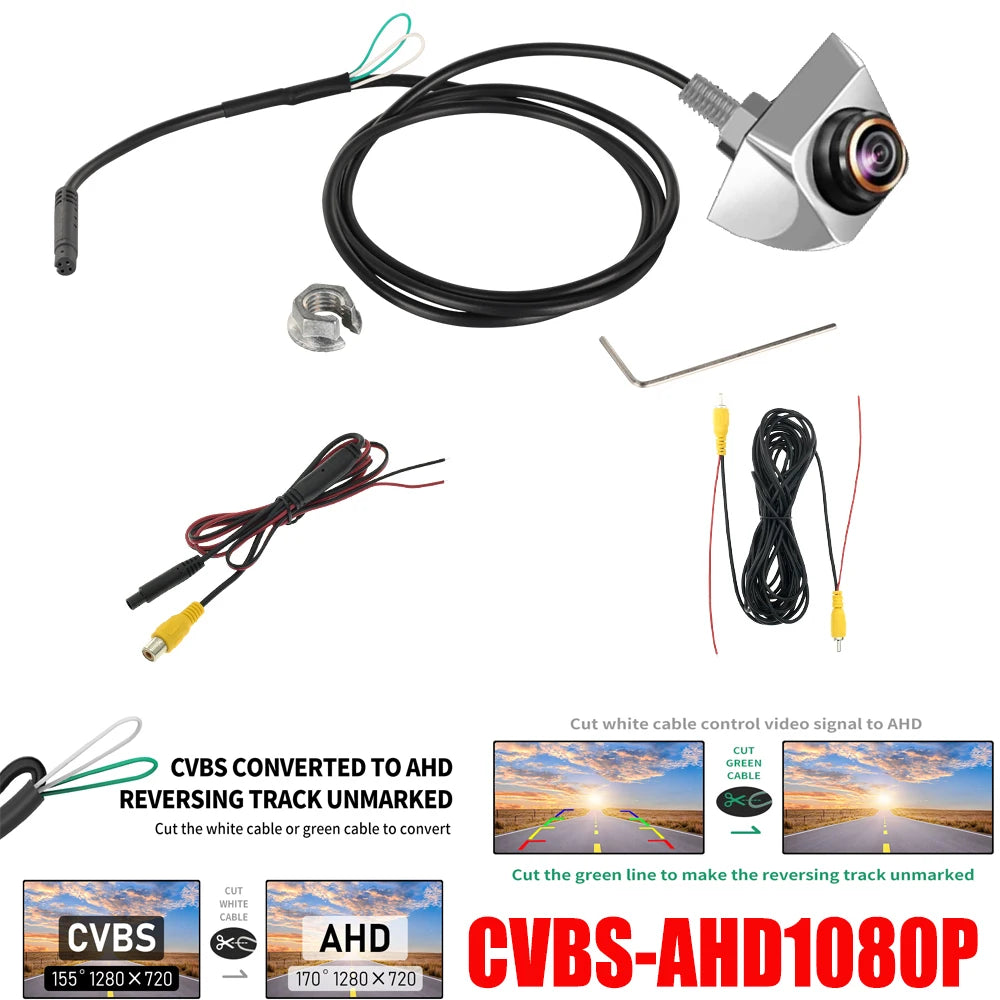 Parking CVBS Switch AHD 1920x1080P 720P Car Rear View Camera 170° Fisheye Golden Lens Full HD Night Vision Vehicle Reversing CM World