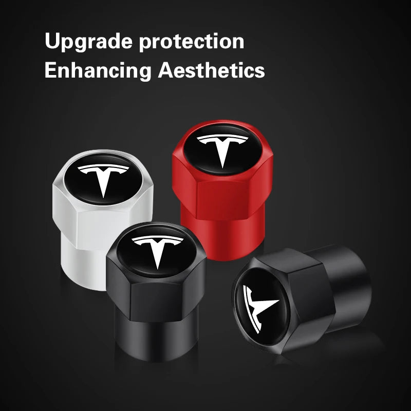 4Pcs Car 3D Metal Wheel Tire Valve Stem Caps For Tesla Model 3 Y S X Cybertruck Juguete Roadster Coil Bonina SpaceX sticker