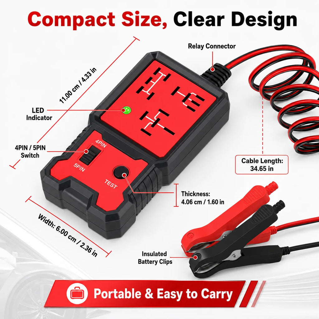 2026 Newest Red Relay Tester 12V Universal Automotive Relay Detector Electronic Car Circuit Tester Battery Checker Auto Repair D