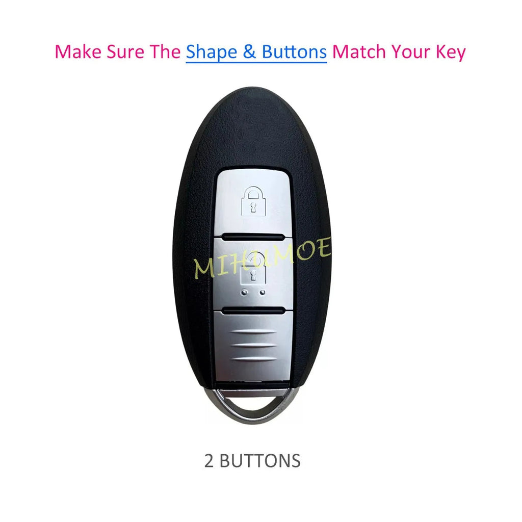 For Nissan Car Key Fob Case Cover Chain Ring X-Trail Qashqai Kicks Murano Note Micra 370Z Juke Leaf Silicone Black 2 Buttons CM World