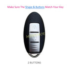 For Nissan Car Key Fob Case Cover Chain Ring X-Trail Qashqai Kicks Murano Note Micra 370Z Juke Leaf Silicone Black 2 Buttons CM World