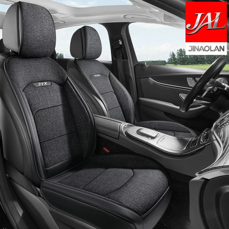Front Row 2-Piece Luxury Linen Car Seat Covers, Comfortable and Breathable for All Seasons, Easy to Clean, Suitable for Sedans, SUVs, and Trucks