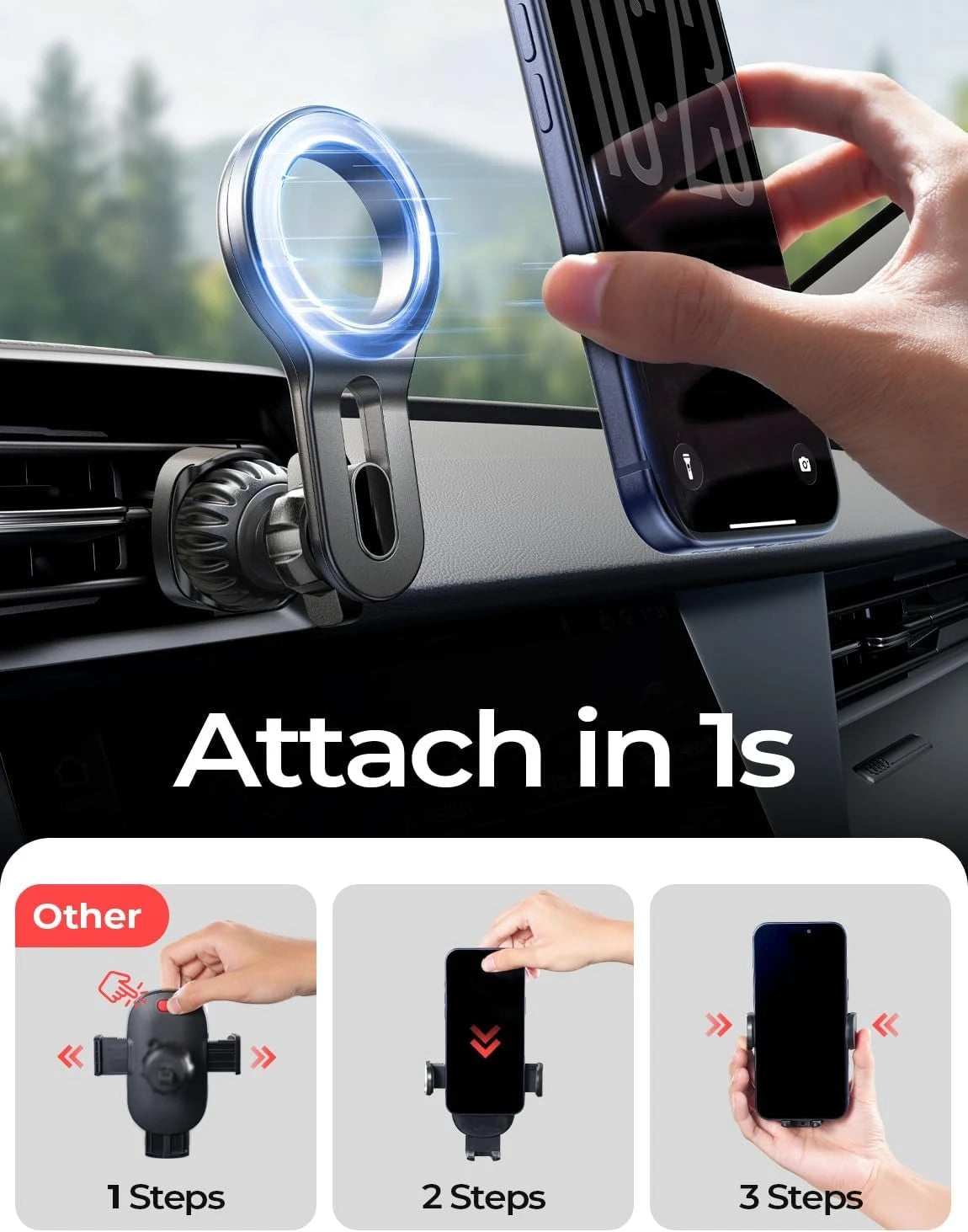 Magnetic Phone Holder for Car Air Vent Phone Mount, Hands Free Car Phone Mount Phone Holders for Car Accessories