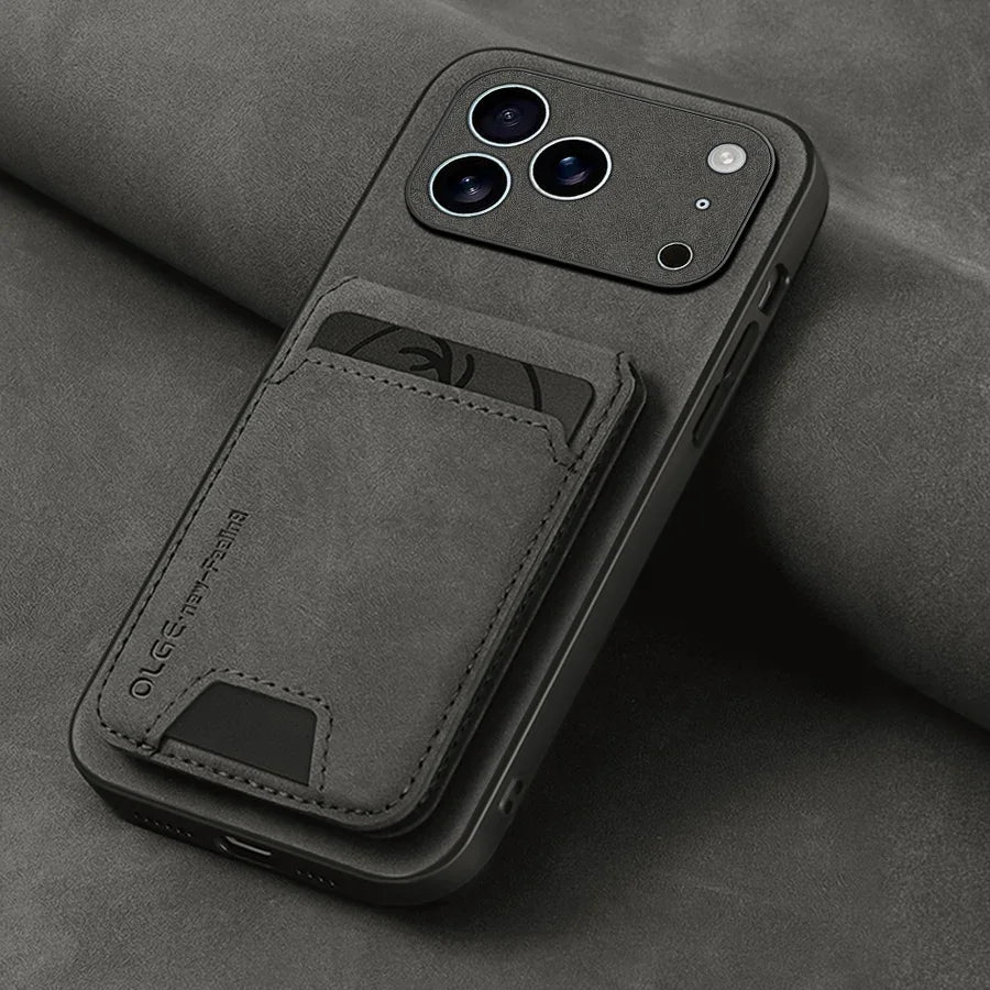 Two-Piece Set（Phone case and card holder）Luxury Synthetic Leather Card Holder Phone Case，Applicable iPhone 17 16 E 15 13 14 Pro