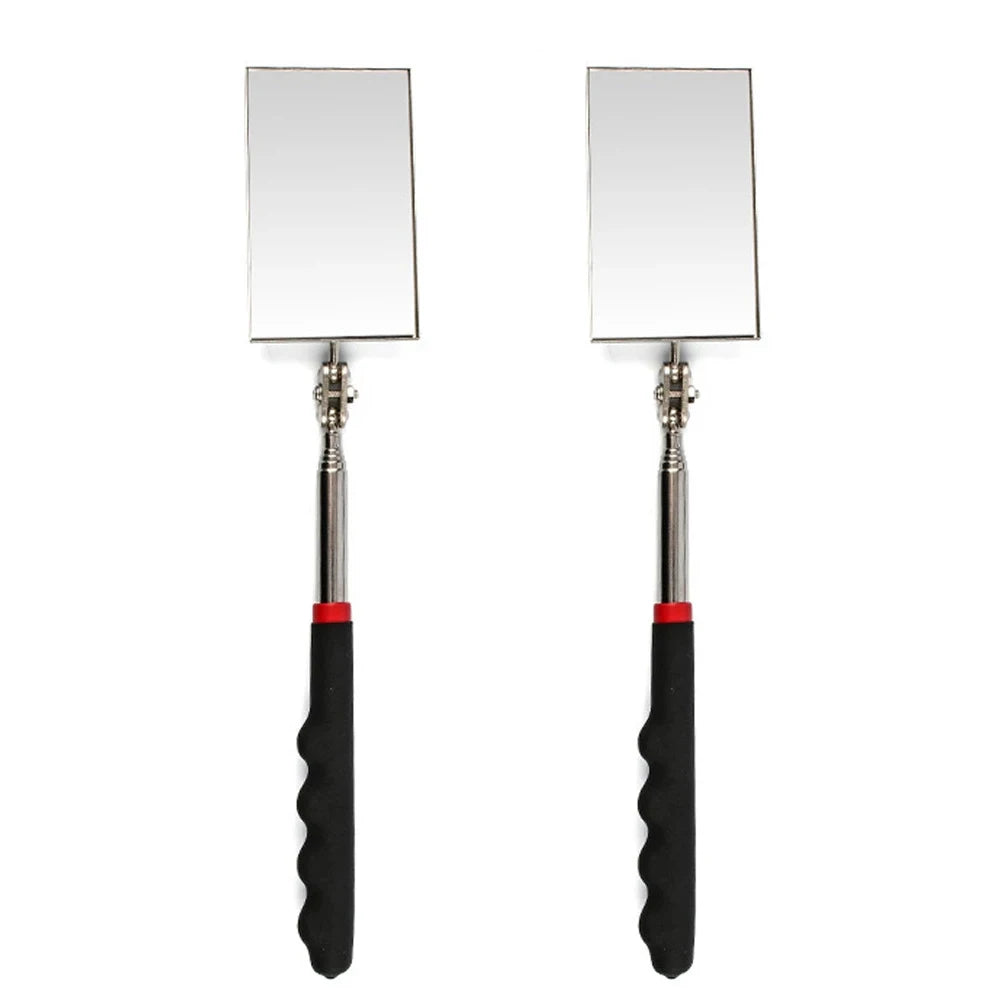 2pcs Telescoping Inspection Mirror Rectangle Mechanic Mirrors 360° Rotation Extendable Telescopic Handle For Car Repair CM World