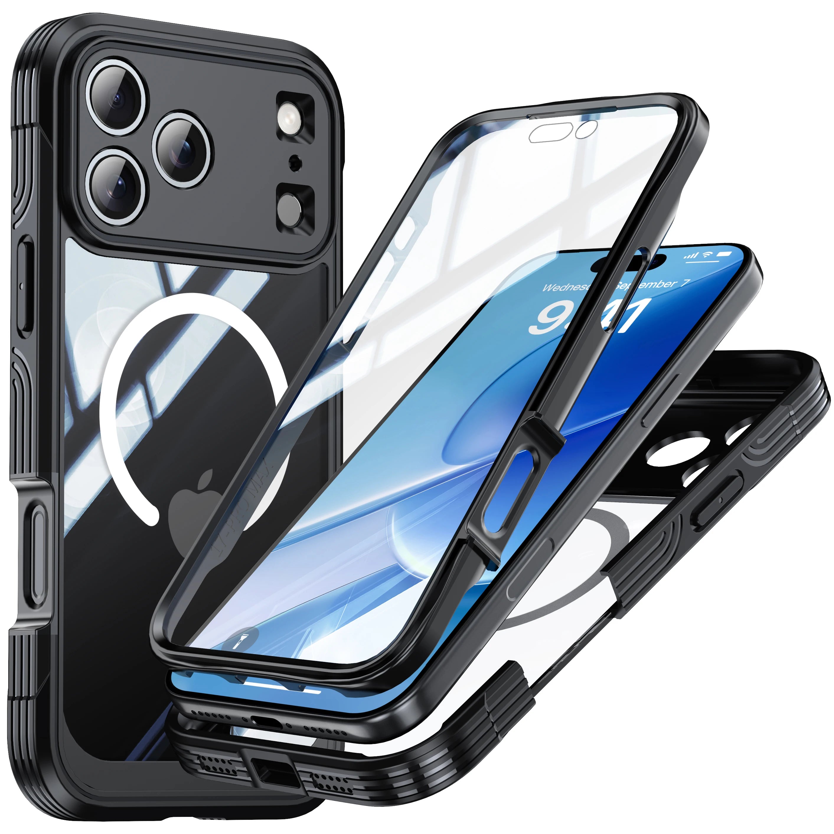 Brand new color magnetic shockproof and dustproof transparent phone case - Compatible with iPhone 17/17 Air/17 Pro/17 Pro Max Car Mobile World